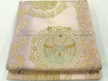平和屋着物◎六通柄袋帯 花鳥文 金銀糸 正絹 逸品 AABG0057uk