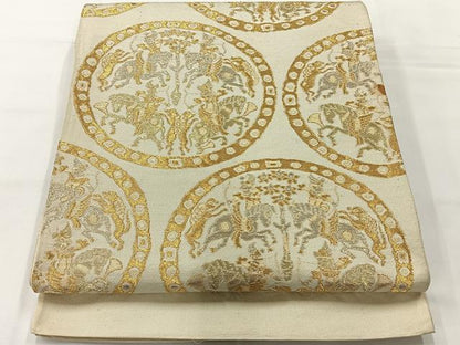 平和屋着物◎六通柄袋帯 狩猟文 金銀糸 正絹 逸品 AABG0065uk