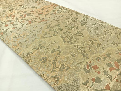平和屋着物◎六通柄袋帯 唐織 雲取り花文 金糸 正絹 逸品 AABG0066uk