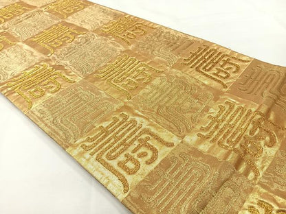 平和屋着物◎六通柄袋帯　寿字文　金糸　正絹　逸品　AABG0069uk