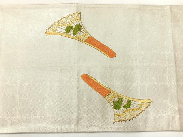 平和屋着物◎太鼓柄袋帯　総刺繍　駒刺繍　能面　正絹　逸品　AABG0112uk