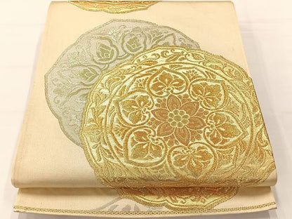 平和屋着物◎六通柄袋帯 鳳凰花文 金銀糸 正絹 逸品 AABG0117uk