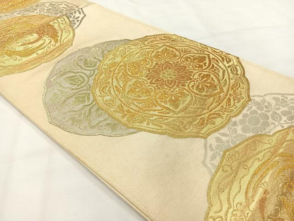 平和屋着物◎六通柄袋帯 鳳凰花文 金銀糸 正絹 逸品 AABG0117uk