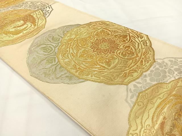 平和屋着物◎六通柄袋帯 鳳凰花文 金銀糸 正絹 逸品 AABG0117uk