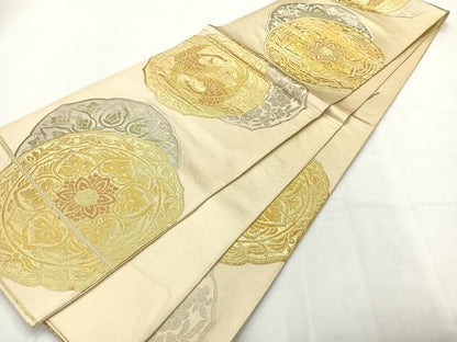 平和屋着物◎六通柄袋帯 鳳凰花文 金銀糸 正絹 逸品 AABG0117uk