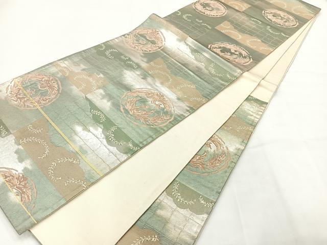 平和屋着物◎六通柄袋帯 鳳凰花文 金銀糸 引箔 正絹 逸品 AABG0118uk