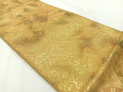 平和屋着物◎六通柄袋帯 狩猟文 金糸 正絹 逸品 AABG0125uk