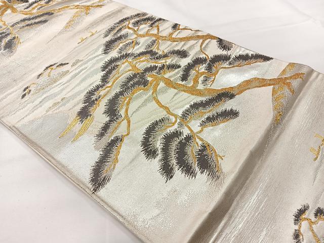 平和屋着物◎六通柄袋帯　唐織　松　金銀糸　正絹　逸品　AABG0139uk