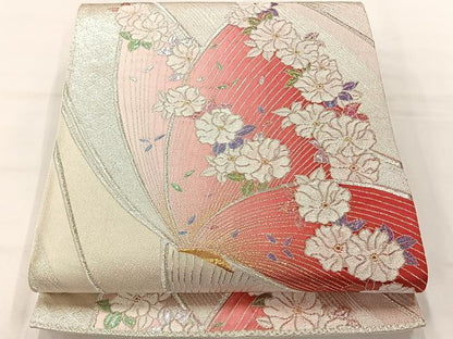 平和屋着物◎六通柄袋帯 唐織 花蝶文 金銀糸 正絹 逸品 AABG0140uk