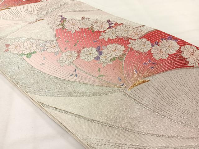 平和屋着物◎六通柄袋帯 唐織 花蝶文 金銀糸 正絹 逸品 AABG0140uk