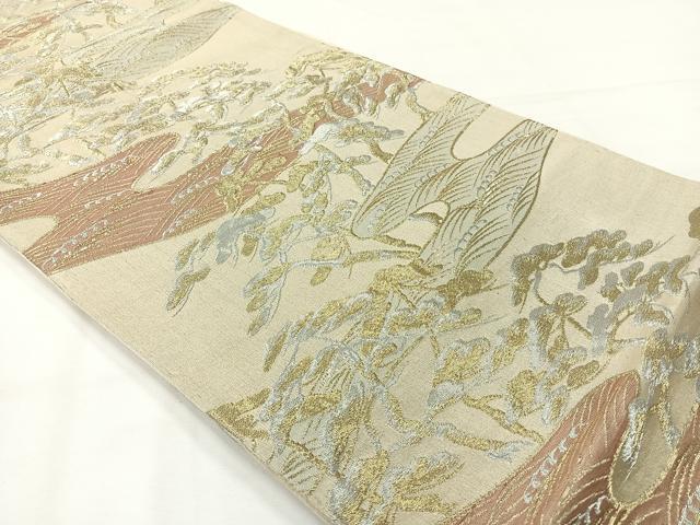 平和屋着物◎六通柄京袋帯　浜松文　金銀糸　三越扱い　正絹　逸品　AABG0150uk
