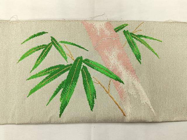 平和屋着物◎綴れ 八寸名古屋帯 笹竹文 金銀糸 正絹 逸品 AABG0155uk