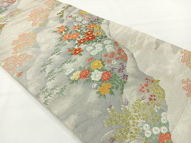 平和屋着物◎六通柄袋帯　唐織　草花文　金銀糸　正絹　逸品　AABG0165uk