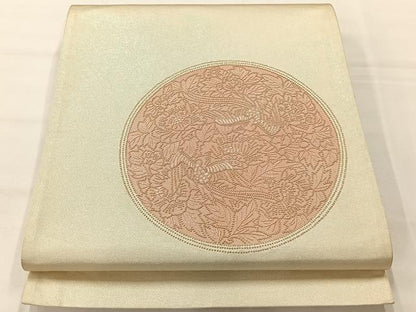 平和屋着物◎中国三大刺繍　相良刺繍　太鼓柄袋帯　花鳥文　正絹　逸品　AABG0179uk