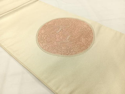 平和屋着物◎中国三大刺繍　相良刺繍　太鼓柄袋帯　花鳥文　正絹　逸品　AABG0179uk