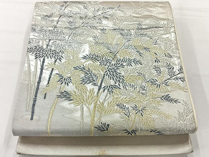 平和屋着物◎西陣　六通柄袋帯　笹竹文　金銀糸　正絹　逸品　AABG0191uk