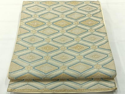 平和屋着物◎六通柄袋帯 唐織 菱繋ぎ 金銀糸 正絹 逸品 AABG0196uk