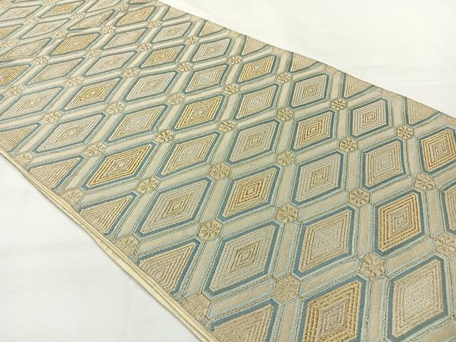 平和屋着物◎六通柄袋帯 唐織 菱繋ぎ 金銀糸 正絹 逸品 AABG0196uk