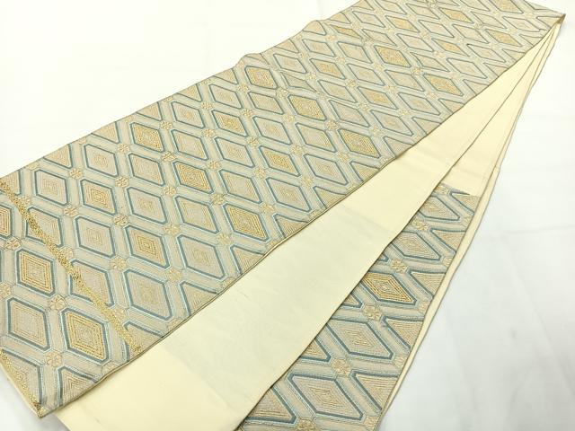 平和屋着物◎六通柄袋帯 唐織 菱繋ぎ 金銀糸 正絹 逸品 AABG0196uk
