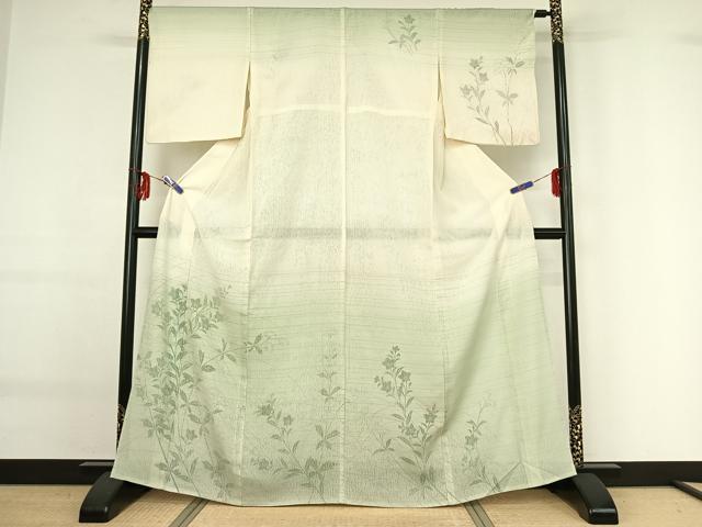 平和屋着物▽訪問着 無双 紗袷 紗×絽 草花文 正絹 逸品 AABG0201jh