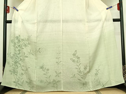 平和屋着物▽訪問着 無双 紗袷 紗×絽 草花文 正絹 逸品 AABG0201jh