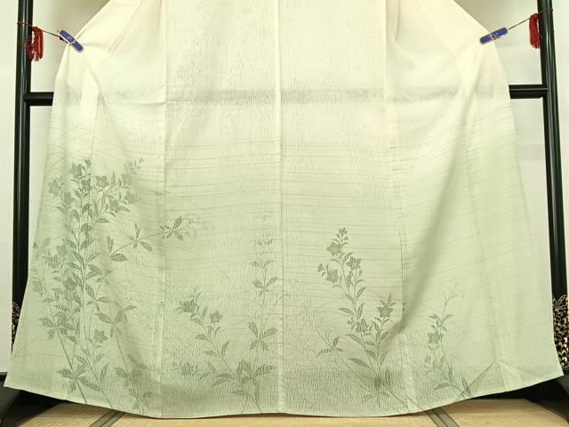 平和屋着物▽訪問着 無双 紗袷 紗×絽 草花文 正絹 逸品 AABG0201jh