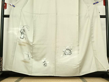 平和屋着物▽訪問着 単衣 飾花文 暈し染め 銀彩 正絹 逸品 AABG0203jh