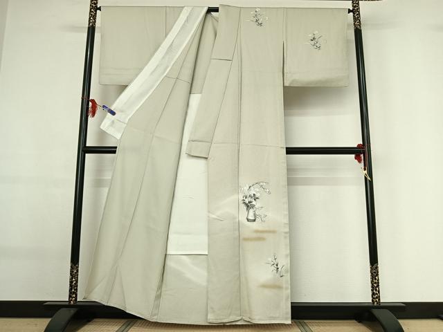 平和屋着物▽訪問着 単衣 飾花文 暈し染め 銀彩 正絹 逸品 AABG0203jh