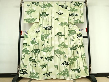 平和屋着物▽上質な小紋 単衣 樹林文 暈し染め 正絹 逸品 AABG0204jh