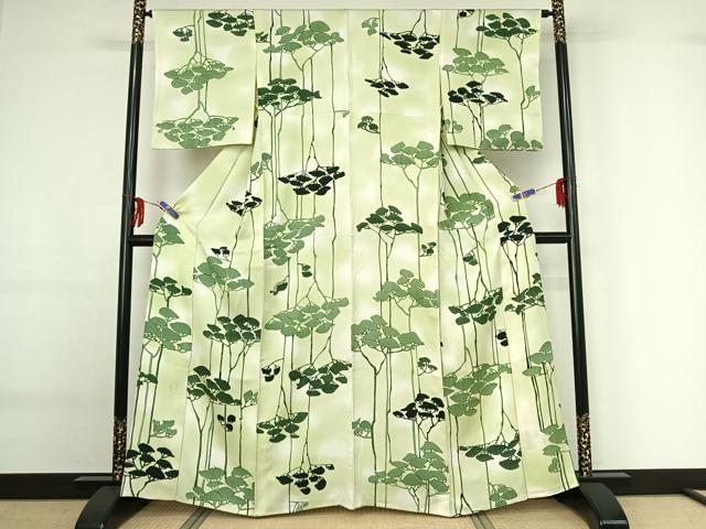 平和屋着物▽上質な小紋 単衣 樹林文 暈し染め 正絹 逸品 AABG0204jh