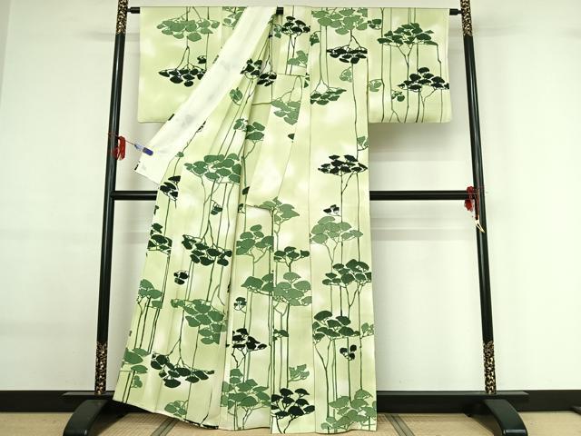 平和屋着物▽上質な小紋 単衣 樹林文 暈し染め 正絹 逸品 AABG0204jh
