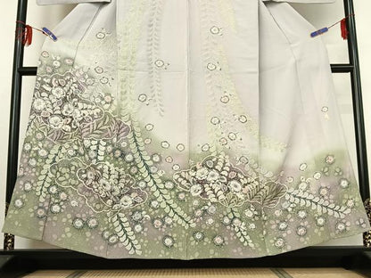 平和屋着物▽訪問着 単衣 作家物 絞り 辻が花 正絹 逸品 AABG0205jh