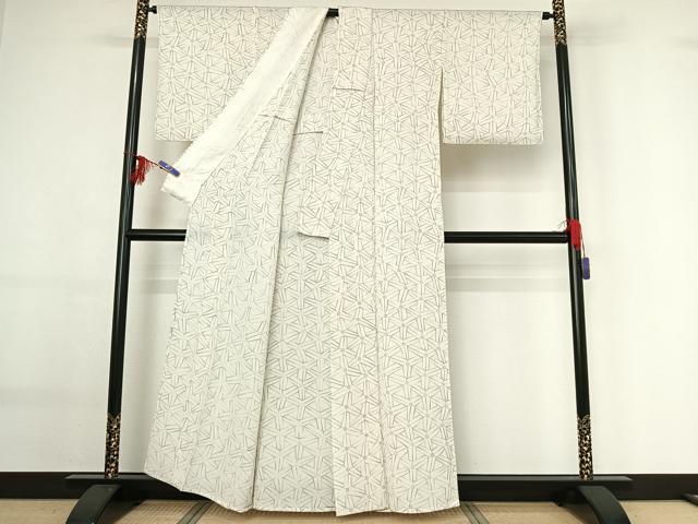 平和屋着物▽上質な小紋 単衣 手描き 籠目花文 正絹 逸品 AABG0207jh