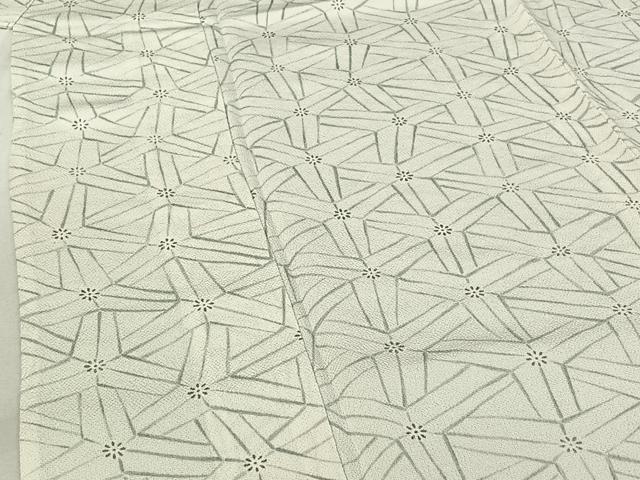 平和屋着物▽上質な小紋 単衣 手描き 籠目花文 正絹 逸品 AABG0207jh