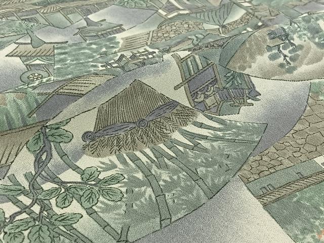 平和屋着物▽上質な小紋　単衣　手描き　地紙風景文　暈し染め　正絹　逸品　AABG0211jh