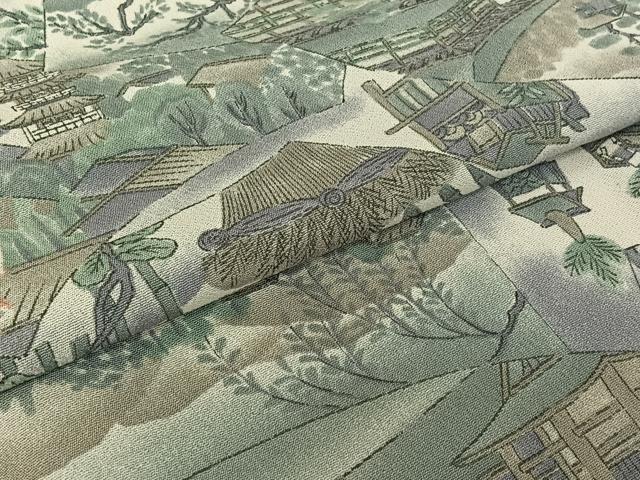 平和屋着物▽上質な小紋　単衣　手描き　地紙風景文　暈し染め　正絹　逸品　AABG0211jh