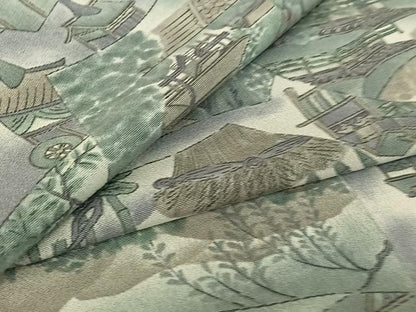 平和屋着物▽上質な小紋　単衣　手描き　地紙風景文　暈し染め　正絹　逸品　AABG0211jh