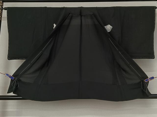 平和屋着物▽男性 羽織 黒紋付 スリーシーズン 春夏秋 塵除け 暗黒色 正絹 逸品 AABG0218jh