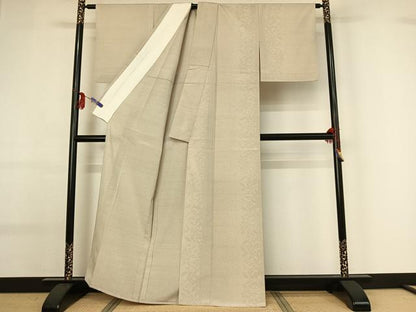 平和屋着物▽本塩沢 単衣 草花文 正絹 逸品 AABG0225jh