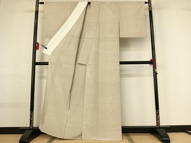 平和屋着物▽本塩沢 単衣 草花文 正絹 逸品 AABG0225jh