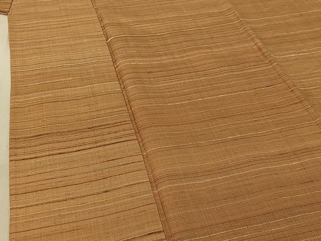 平和屋着物▽上質な紬　単衣　横段文　正絹　逸品　AABG0226jh
