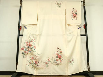 平和屋着物▽訪問着 単衣 中国三大刺繍 相良刺繍 飾花文 金銀彩 正絹 逸品 AABG0227jh