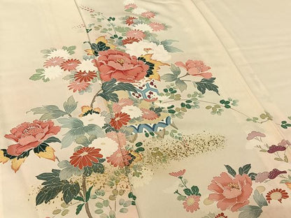平和屋着物▽訪問着 単衣 中国三大刺繍 相良刺繍 飾花文 金銀彩 正絹 逸品 AABG0227jh