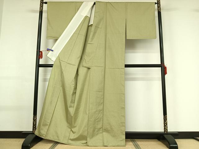 平和屋着物▽本草木染作家　瑞寶　本場縞大島紬　単衣　縞　正絹　逸品　AABG0228jh