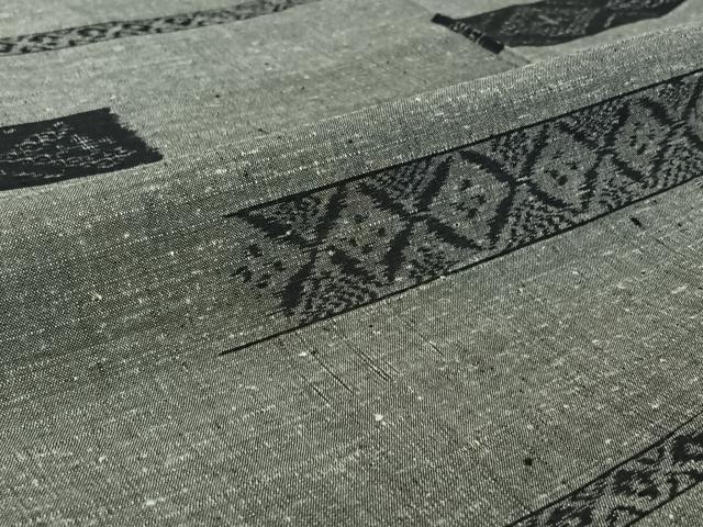 平和屋着物▽上質な紬 単衣 横段文 三越扱い 正絹 逸品 AABG0233jh