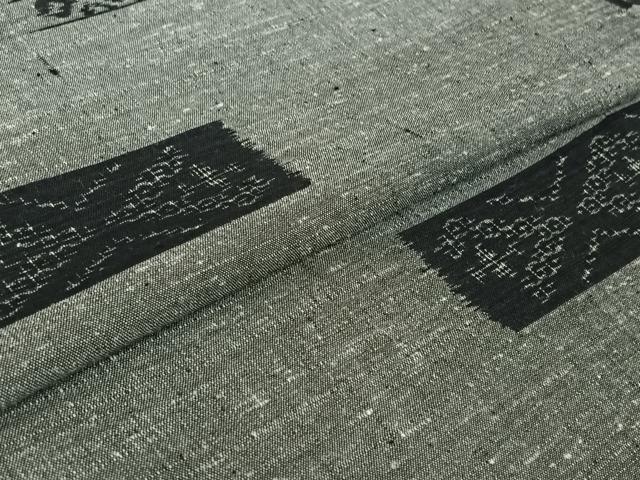 平和屋着物▽上質な紬 単衣 横段文 三越扱い 正絹 逸品 AABG0233jh