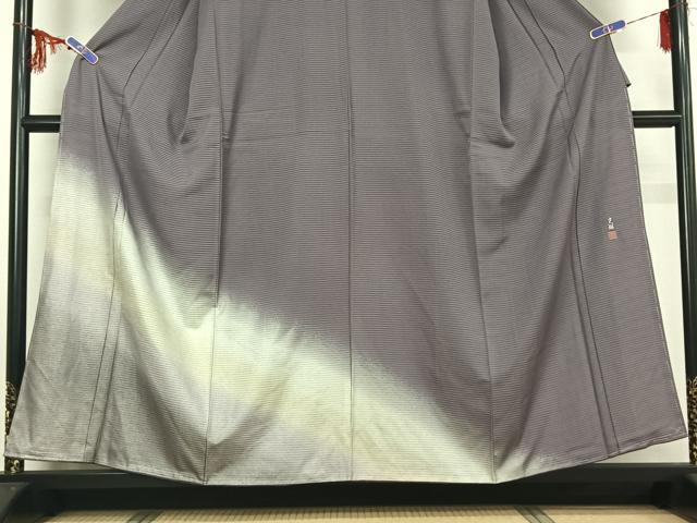 平和屋着物▽松尾光琳　訪問着　無双　絽袷　絽×絽　霞文　暈し染め　銀彩　正絹　逸品　AABG0234jh