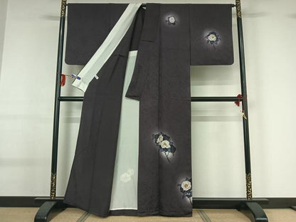 平和屋着物▽訪問着 単衣 枝花文 暈し染め 金銀彩 正絹 逸品 AABG0237jh