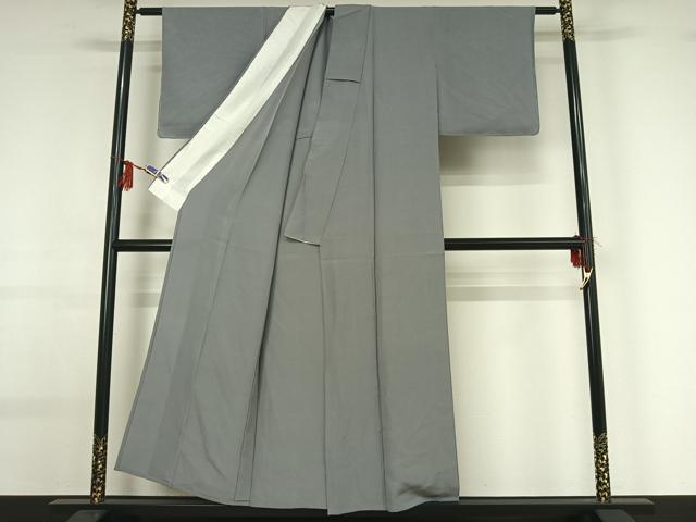平和屋着物▽上質な色無地 単衣 灰青色 正絹 逸品 AABG0238jh