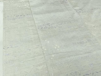 平和屋着物▽本場大島紬 白大島 単衣 9マルキ 草花文 正絹 逸品 AABG0240jh